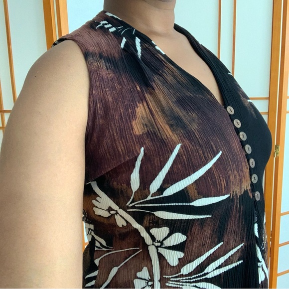 Vintage 90s Black and Brown Floral Dress - Picture 2 of 5